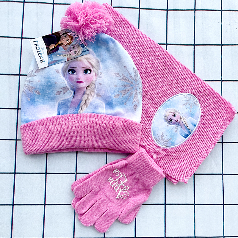 หมวกเด็กชุดถุงมือเด็กทารกถักหมวก Elsa การ์ตูนหมวกคอสเพลย์ของเล่นของขวัญคริสต์มาสสําหรับ Chridern