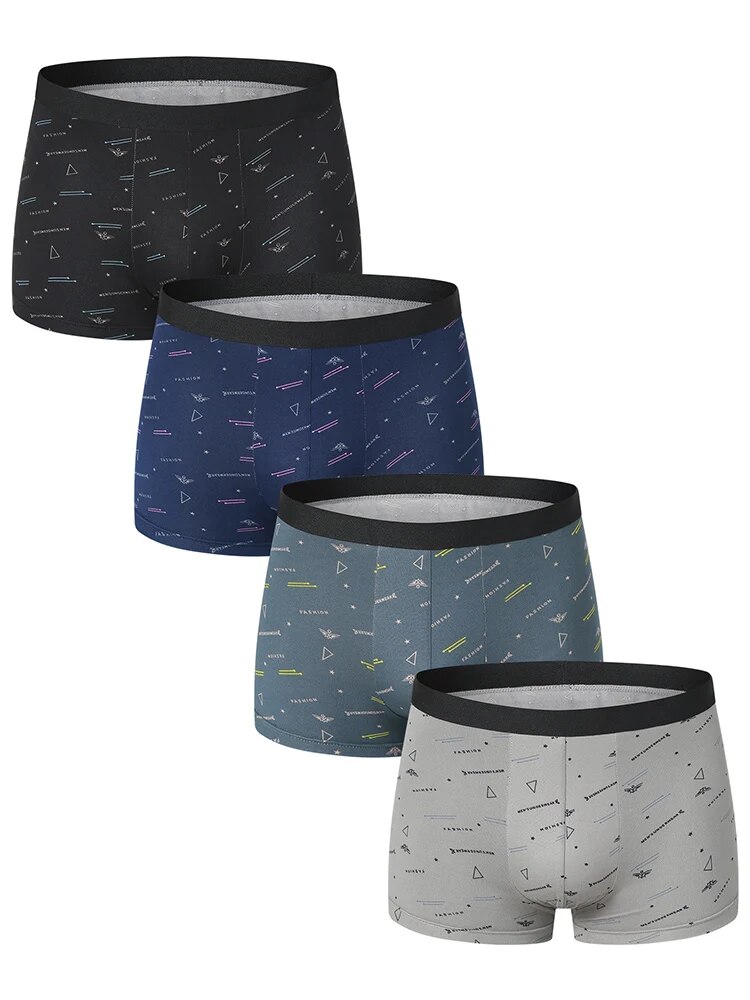 4 Pack Large Size 125KG Weight Can Wear MEN'S Printed Underwear Sexy Young MEN'S Underwear Middle-aged Fat MEN'S Shorts.