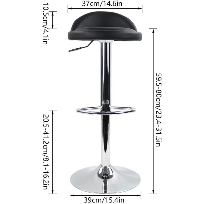 PU Leather Round Bar Stool with Back Rest Height Adjustable Swivel Pub Chair Home Kitchen Bar stools Backless Stool