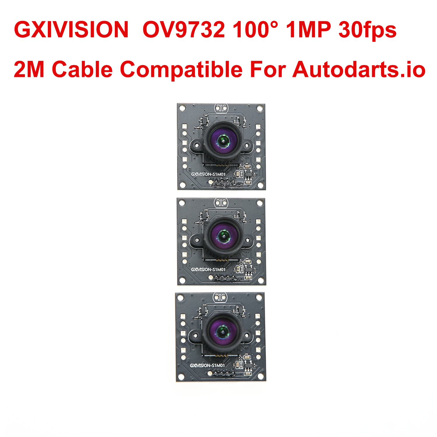 GXIVISION Модуль камеры OV9732, кабель 2 м, 100 градусов, 30 кадров в секунду, без искажений, 3 шт./1 шт., совместим с Autodarts.io DIY, USB-накопитель не нужен