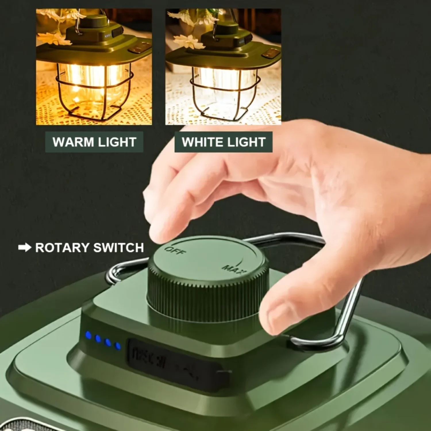 Lentera Berkemah LED 1200LM Ultra Terang, Senter Isi Ulang - Dapat Diisi Ulang, Portabel Dengan 3 Mode & SOS & Pemadaman Listrik Eme