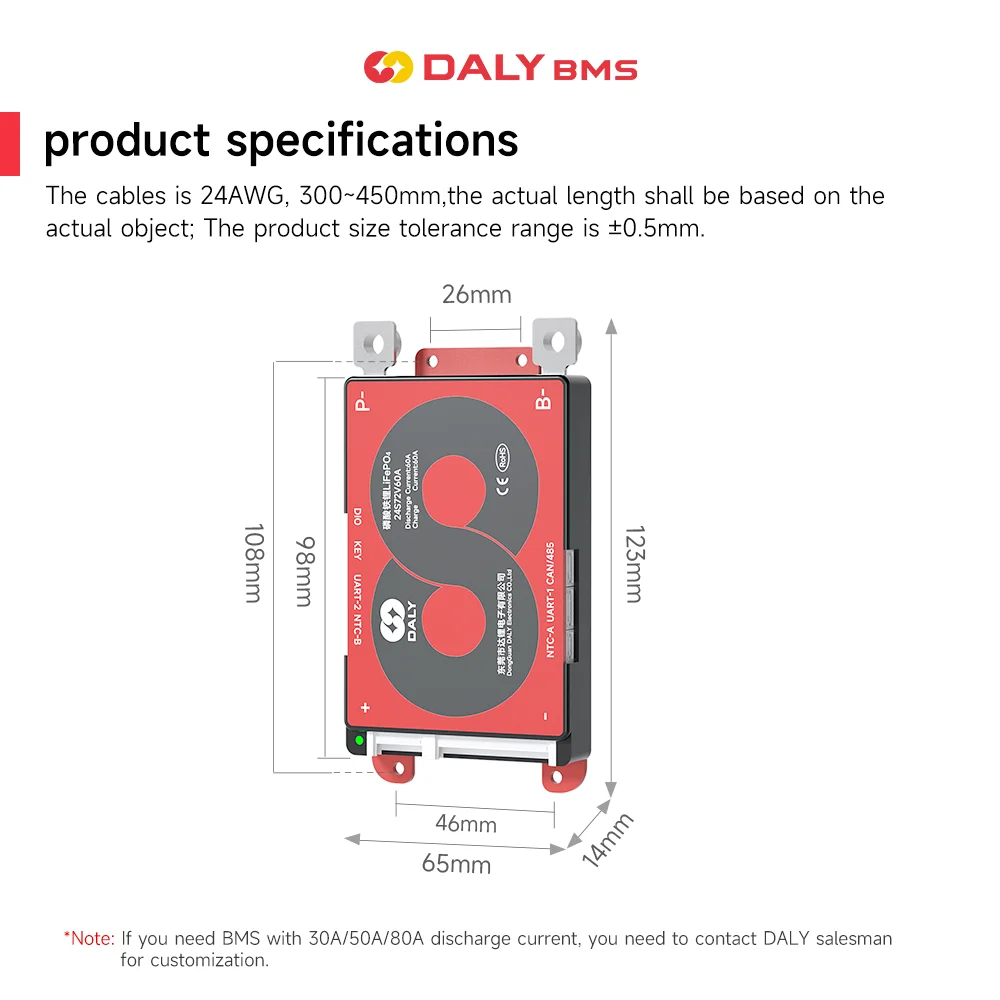 Placa BMS Daly Smart Lifepo4 4S 12V 8S 24V16S 48V 3,2V 100A 60A BMS para PAQUETE DE BATERÍA 18650 Comunicación CANBUS RS485 UART BT