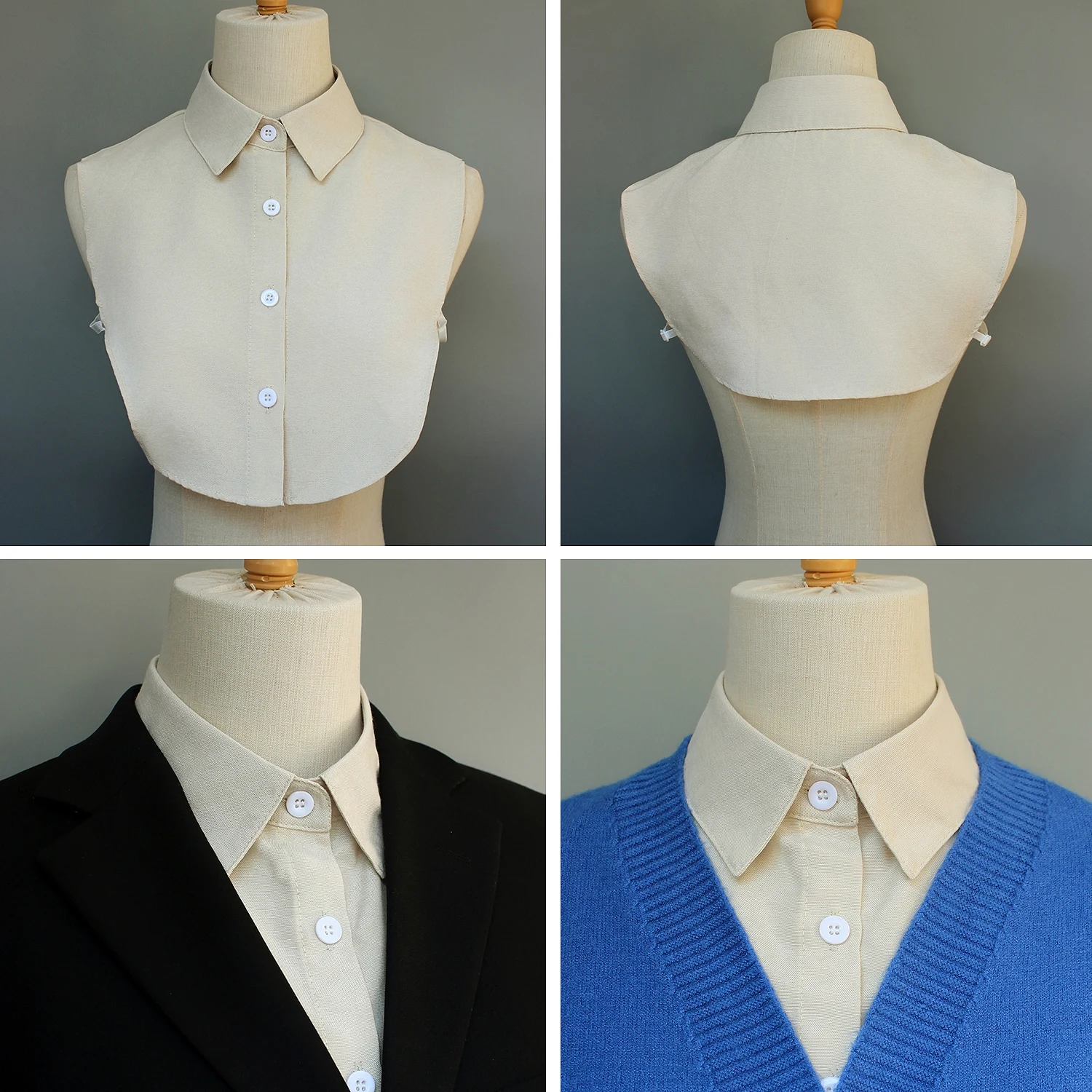 Eén blend valse kraag van Oxford-stof, comfortabel en ademend, praktisch, veelzijdig voor dames, verkrijgbaar in m