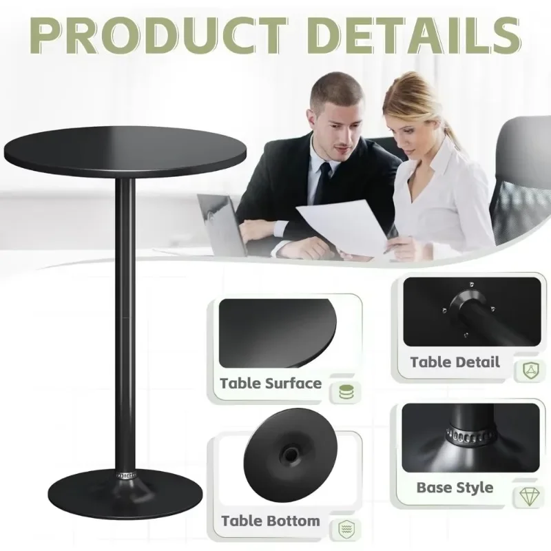 Round Bistro Pub Table 4 Pack Modern Style Metal Base MDF Top Cocktail Bar Table Counter Bar Height for Pub, Dining Room