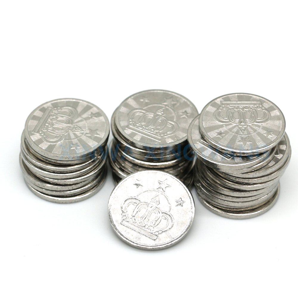 500 stücke Edelstahl 25mm x 1,8mm Token Design Logo Arcade-Spiele Münz akzeptor Kran Krallen automat Auto wäsche Flipper