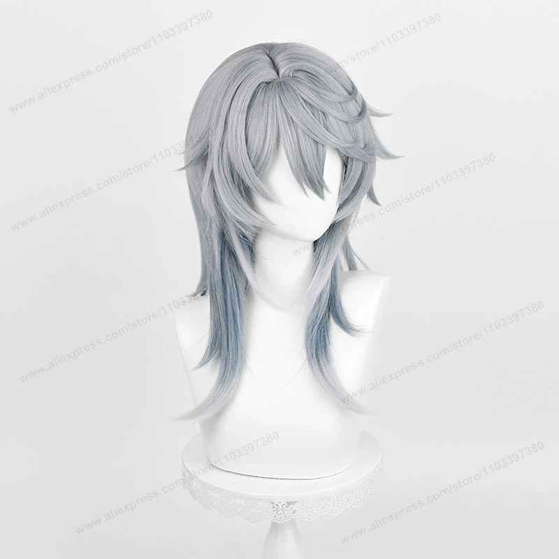 Honkai: スターレールサンデーコスプレウィッグ 52 センチメートルグレーブルーグラデーションヘアアニメ HSR コスプレ耐熱合成かつら