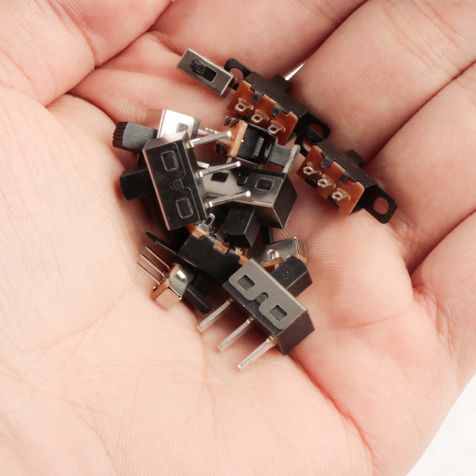 100 stücke Micro Schiebeschalter 2 Position 3 Pin Hohe Knopf Mini Vertikale Schiebeschalter SPDT 1p2t SS-12D10 SS-12F15 SS-12D00 Für PCB