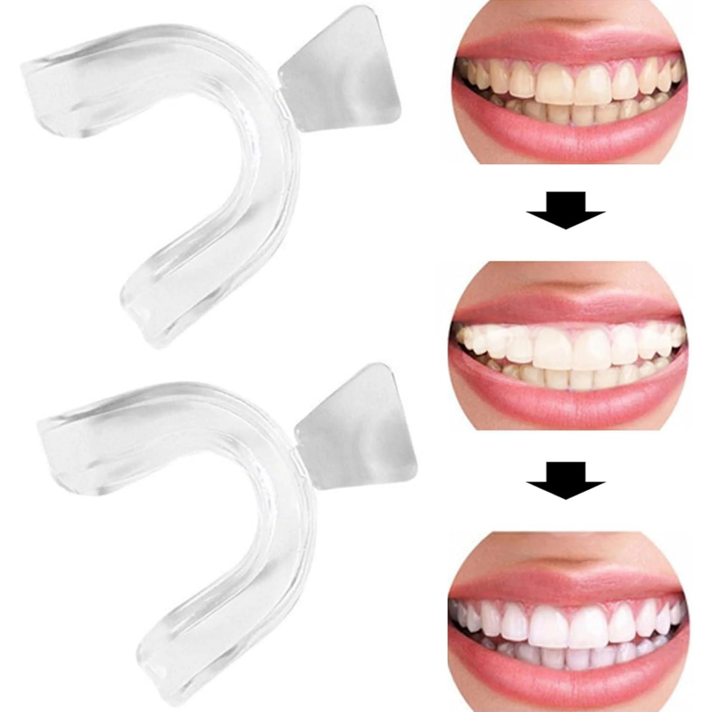 Aparatos de silicona para blanquear los dientes, bandejas moldeables para dormir, protector bucal para evitar el rechinar los dientes, herramientas de limpieza blanqueadora, 2-6 uds.