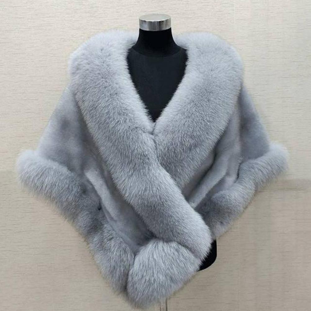 Poncho de piel de lujo para mujer, chal esponjoso, vestido de noche de piel, chal para banquete de boda, chal, capa de felpa, chaquetas para mujer