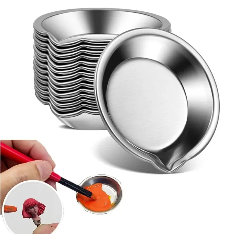 6/12 pz 5 cm In Acciaio Inox Pittura Ciotole di Colore Vassoi di Vernice Ad Olio Vernice Tazze di Miscelazione del Colore Miscelatore di Colori Strumenti di Pittura