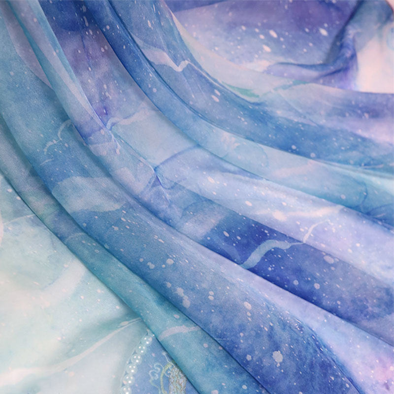 Sternenhimmel-Chiffon-Stoff mit Farbverlauf, DIY-Sternenraum-Kostüme, Kleid, Nähen, Basteln, chinesischer Stil, Hanfu, handgefertigtes Material, 1 x 1,5 m