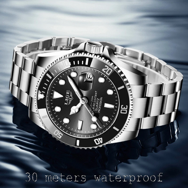LIGE-reloj analógico de cuarzo para hombre, accesorio de pulsera resistente al agua con cronógrafo, complemento masculino de marca de lujo con diseño moderno y estilo informal, perfecto para negocios