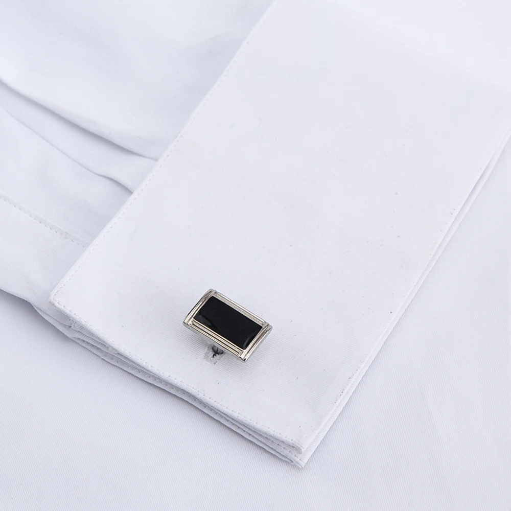 ผู้ชายคลาสสิกภาษาฝรั่งเศสคํา Cuffs Solid Dress เสื้อ Fly ด้านหน้ากระเป๋าที่กระโปรงผู้หญิงธุรกิจอย่างเป็นทางการมาตรฐาน-Fit แขนยาวทํางานสํานักงานเสื้อสีขาว