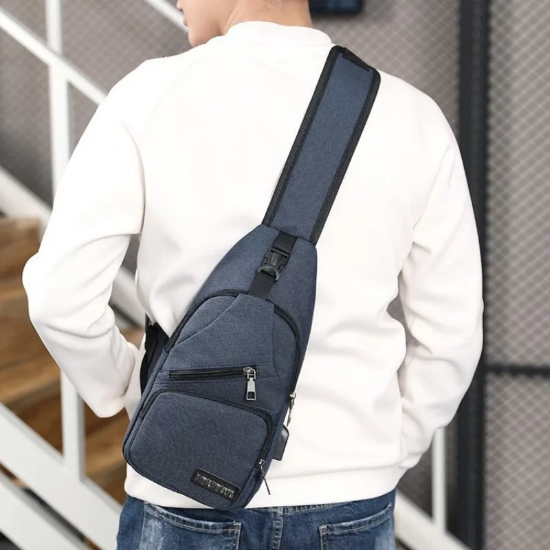 新しいメンズ USB スマートチェストバッグクロスボディバックパックシングルショルダーバッグレジャーキャンバスウエストパック男性と女性のためのチェストバッグ