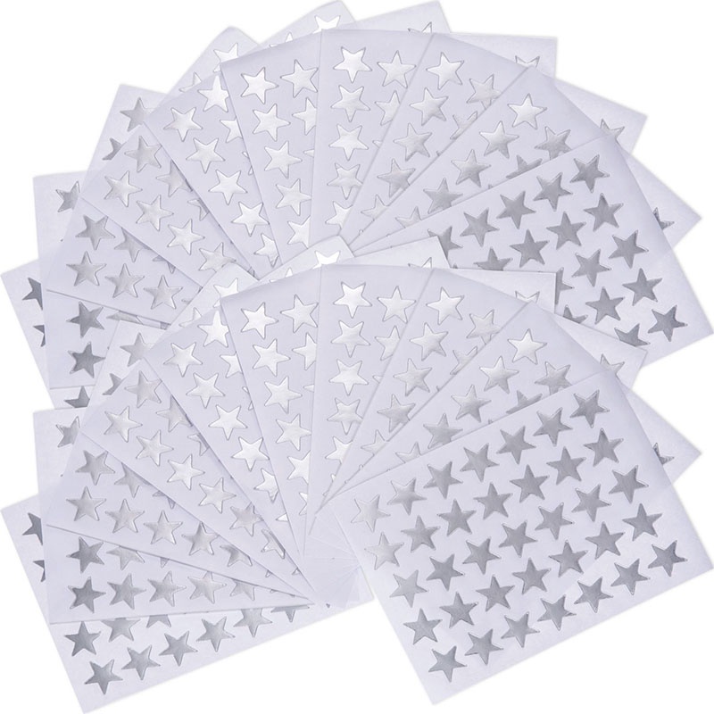 10 Sheets/Pack Silver Five Pointed Star Stickers Encourage and Reward Stickers for Primary School Students Pray Stickers