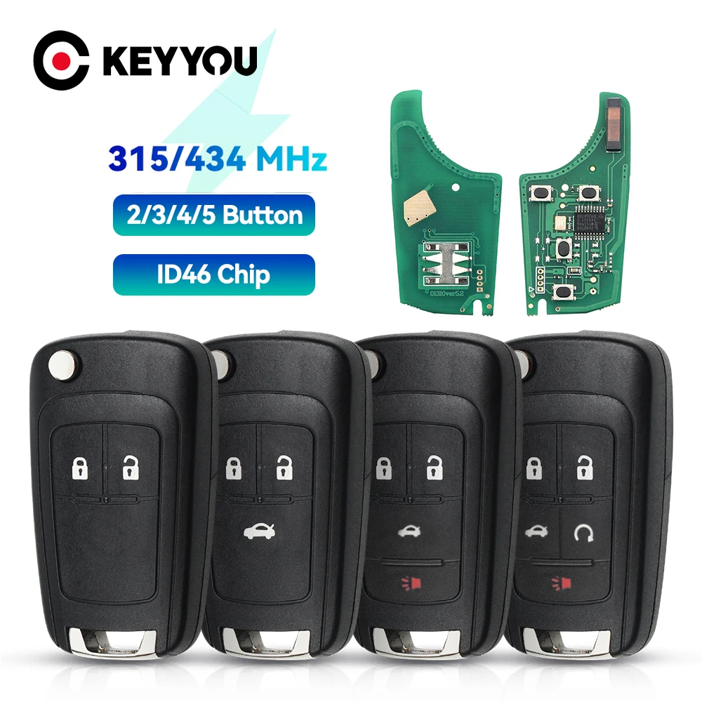 KEYYOU 1PCS 315/433Mhz ID46 PCF7941 Samochodowy kluczyk zdalnego sterowania do Chevrolet Cruze Aveo Epica Lova Camaro Impala Trax Orlando 2/3/4 BTN