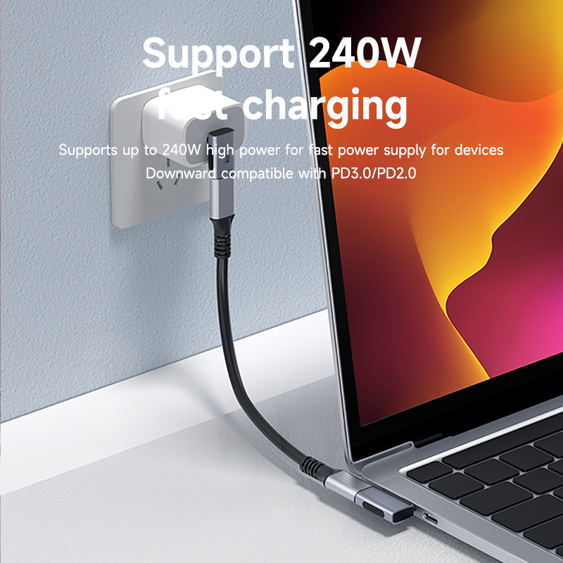 Hagibis 240 W USB-C-Adapter 40 Gbit/s 8K 60 Hz 90-Grad-Konverter USB4-Adapter für Thunderbolt 4/3 MacBook iPhone 17 Pro Tablet
