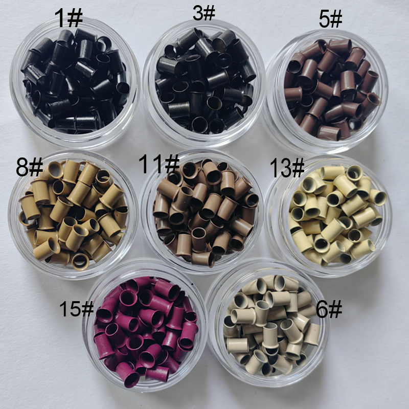 200 Uds anillos de cobre acampanados 4,0mm * 3,6mm * 6,0mm tubos de cobre Micro anillos/enlaces/cuentas herramientas de extensión de cabello 7 colores disponibles