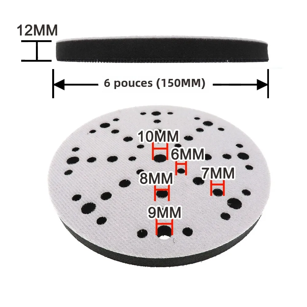 Tampon d'interface souple 6 pouces, 150mm, 48 trous, éponge tampon pour tampons de ponçage, Automobiles, motos, outils abrasifs et bois, 2 pièces