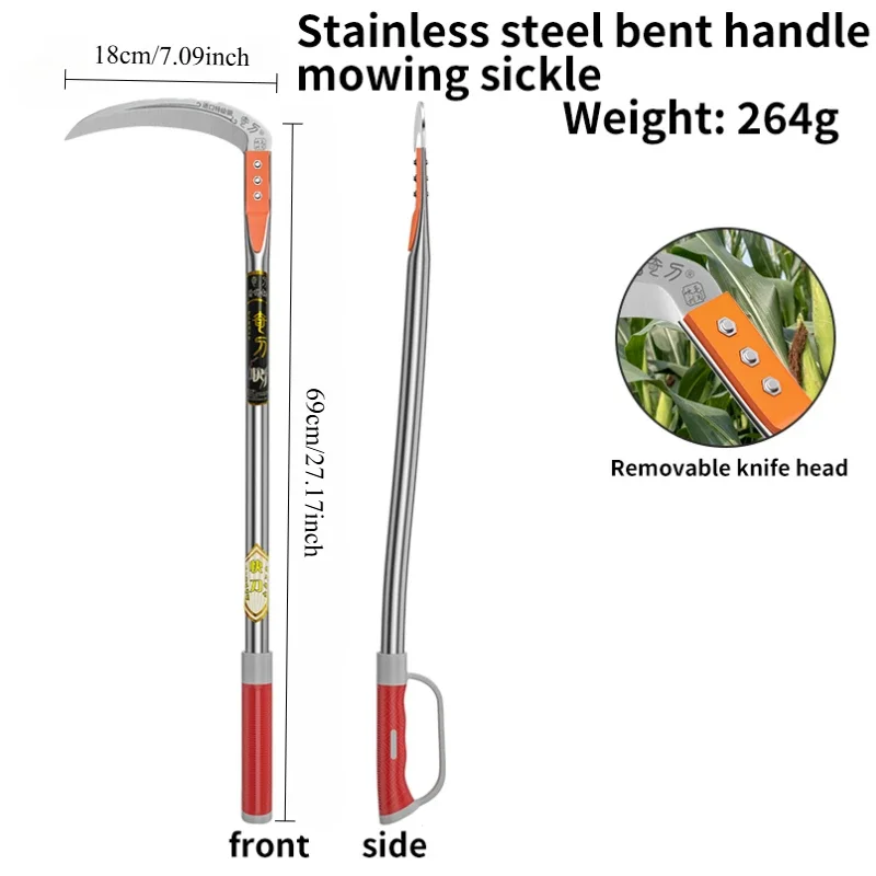 Manual Grass Sickle – Crack Weeding Tool for Roads, Long-Handle Agricultural Sickle for Grass Cutting and Gardening