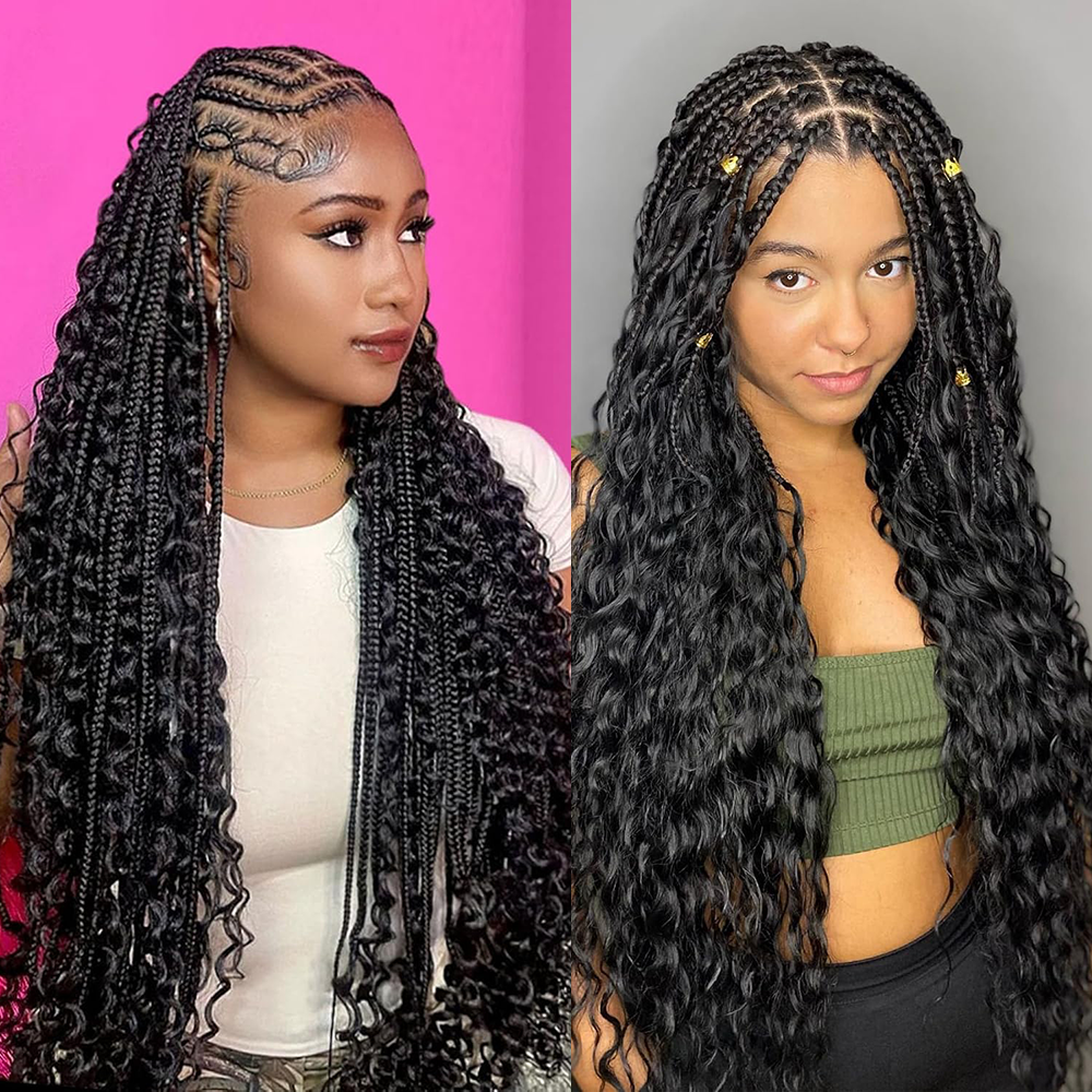 Boho-Zöpfe, Echthaar, lockiges Haar, Bündel zum Flechten, tiefe Welle, 2 Bündel, 100 g, kein Schuss, Echthaar-Bündel, Haarverlängerung