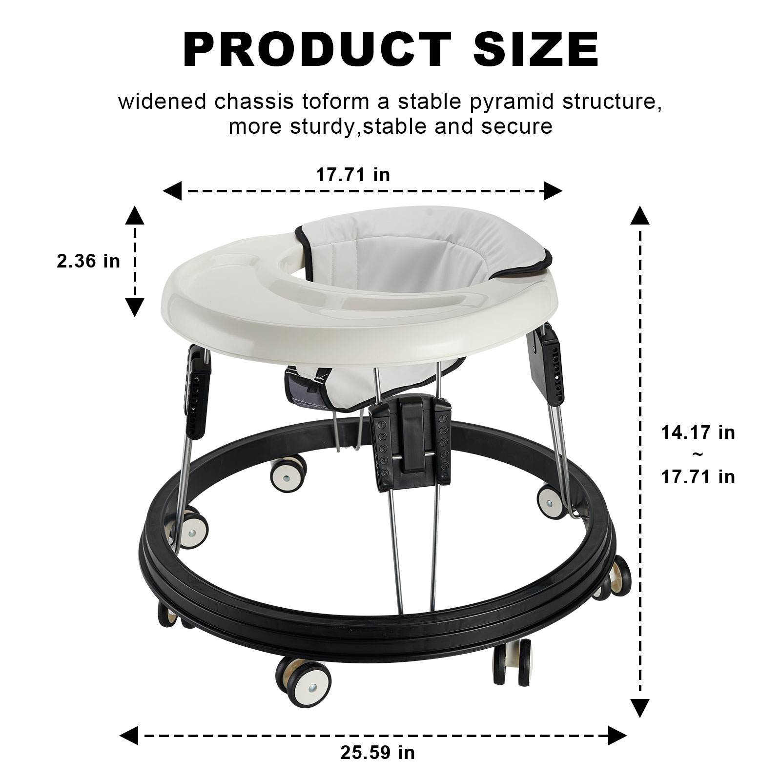 Baby Walker, Foldable Multi-Function Anti-Rollover Walker with Brake Design,5 Level Height Adjustable, Baby Walkers