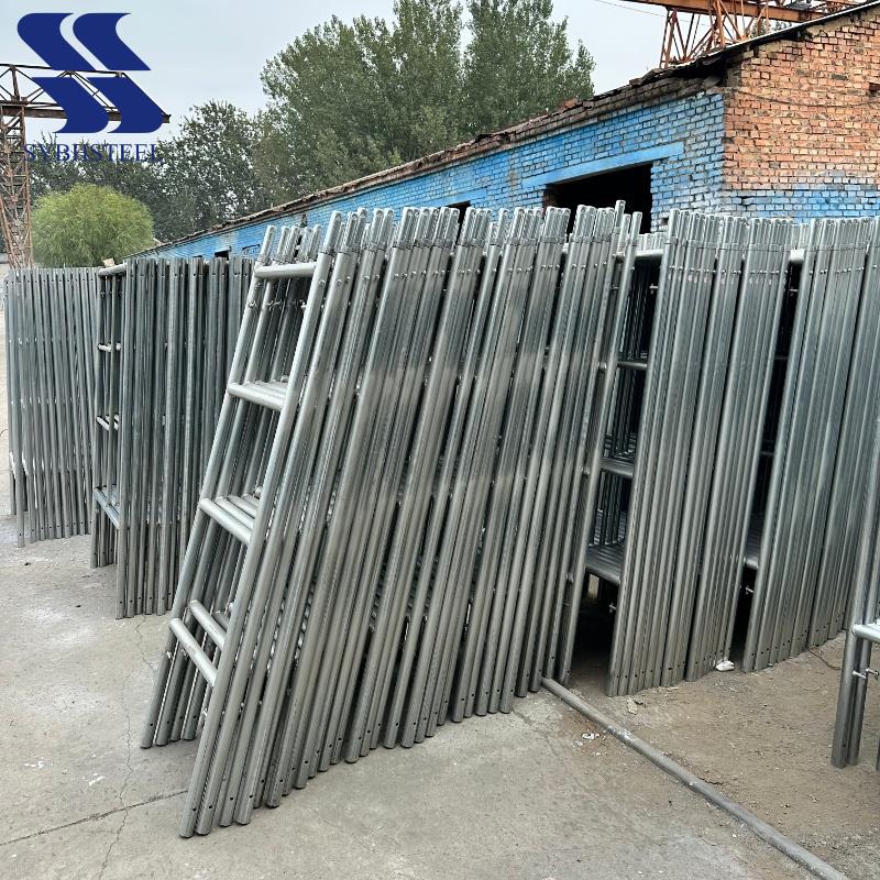 Quick Assembly Trapezoidal Scaffolding Frame with Ladder Access and Steel Planks for Worksite Safety