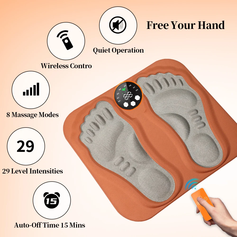 F Fernbedienungs-Fußmassagegerät, 3D-Smart-Fußmassagepad, R8-Modi, 29 Stufen, Fußentspannung der Muskeln, schlanke Beine, Fußmassagepad