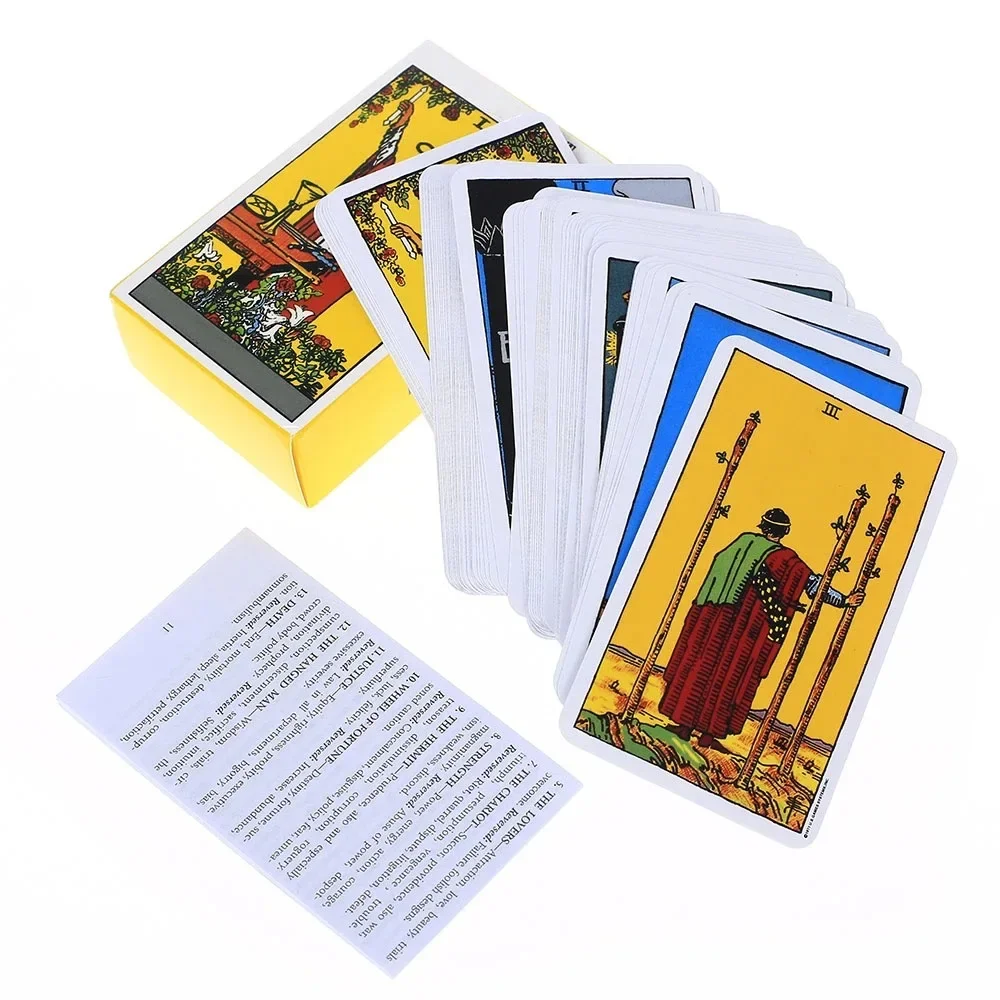 Cartão de tarô clássico, 78 peças, cartas, versão em inglês, previsão, adivinhação, jogo de tabuleiro, jogos de férias, dia das bruxas e presentes de natal