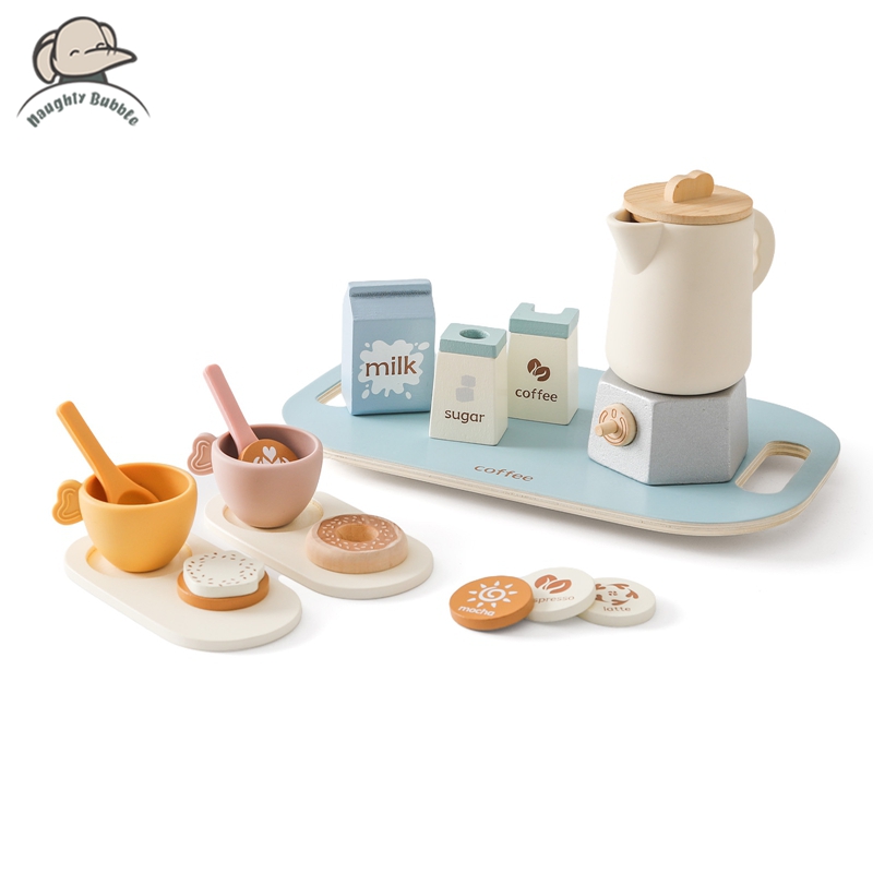 Ensemble de jouets en bois pour enfants, café de l'après-midi, thé, non BPA, apprentissage de la nourriture, jeu de plis, cadeau pour les tout-petits