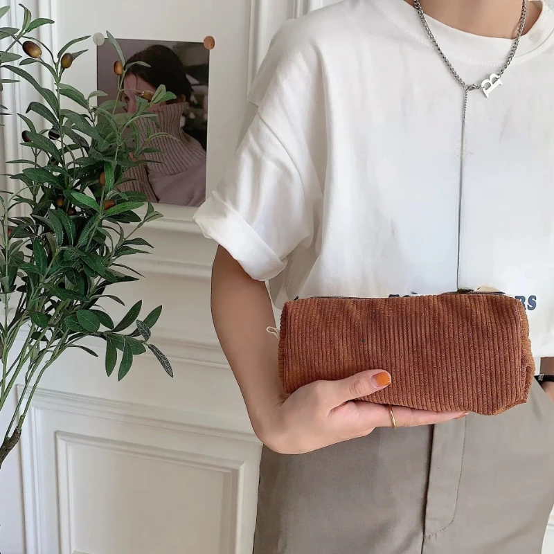 Estuche para lápices de gran capacidad, estuche para bolígrafos de papelería, estuche para lápices de pana, suministros escolares, estuche para lápices para volver a la escuela