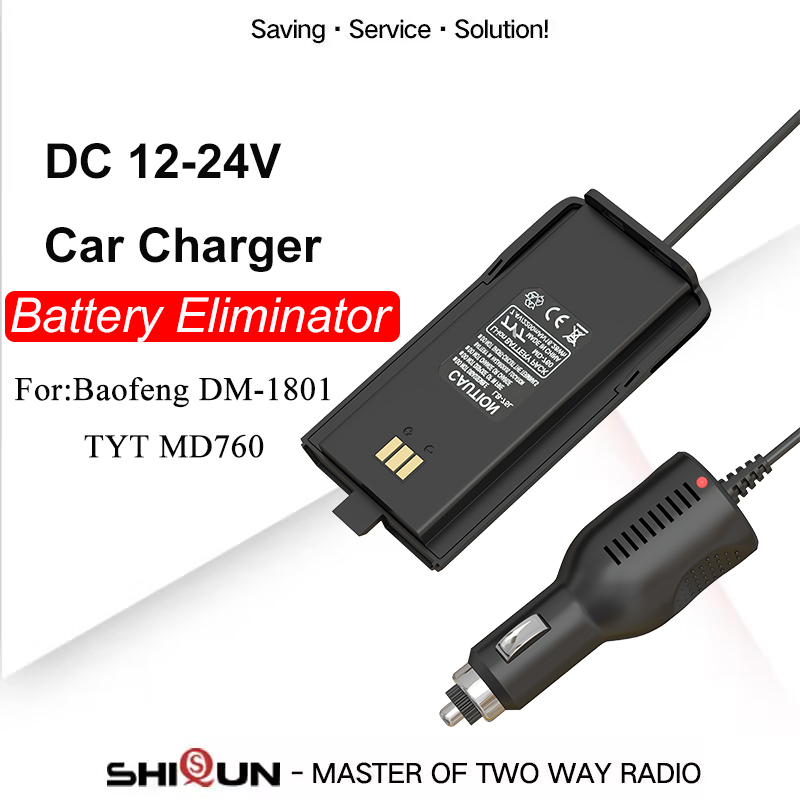 Baofeng DR-1801UV Batterie-Eliminator DM-1801 Autoladegerät 12V-24V für TYT MD-760 Zweiwegradio-Autoladegerät GD77 Radioddity GD-77S
