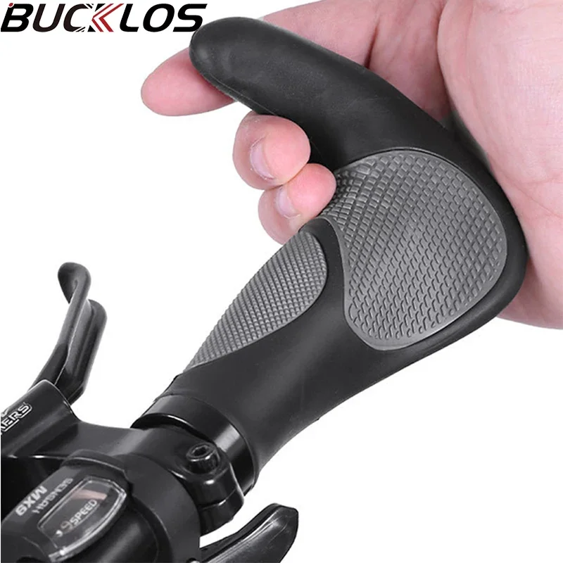 BUCKLOS-empuñaduras de manillar de bicicleta ergonómicas con barra extendida, empuñaduras de goma antideslizantes, puños duraderos para bicicleta de montaña, accesorios para bicicleta