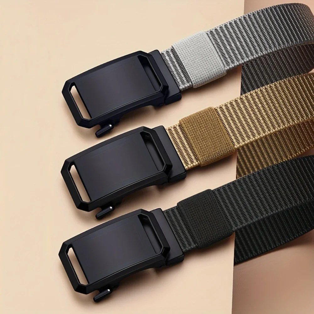 Nuevo cinturón con hebilla automática, ropa de trabajo táctica de lona, pantalones de entrenamiento militares informales al aire libre, cinturón para hombres