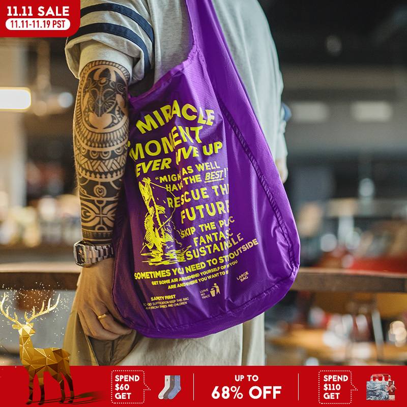 Maden Outdoor Ultraleichte Shopper-Taschen, große Kapazität, faltbare Reisetasche, Briefdruck, Shopper-Tragetasche, Handtasche für den Pendelverkehr