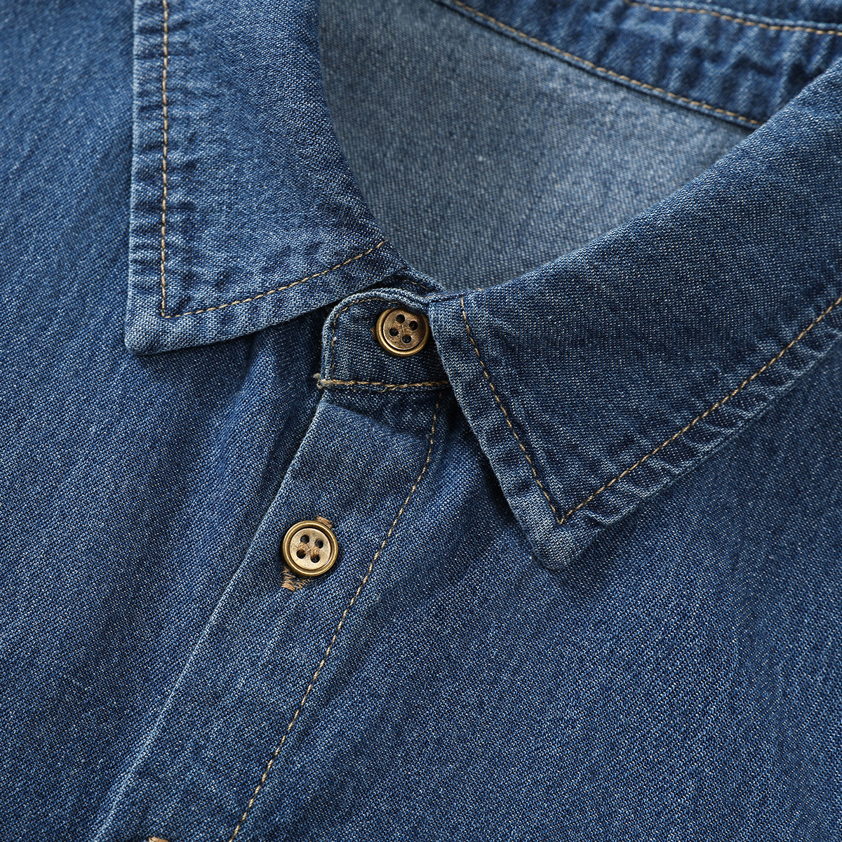 Cuello falso de mezclilla lavada azul con cuello puntiagudo para mujer, cuello estilo media camisa con decoración versátil informal profesional