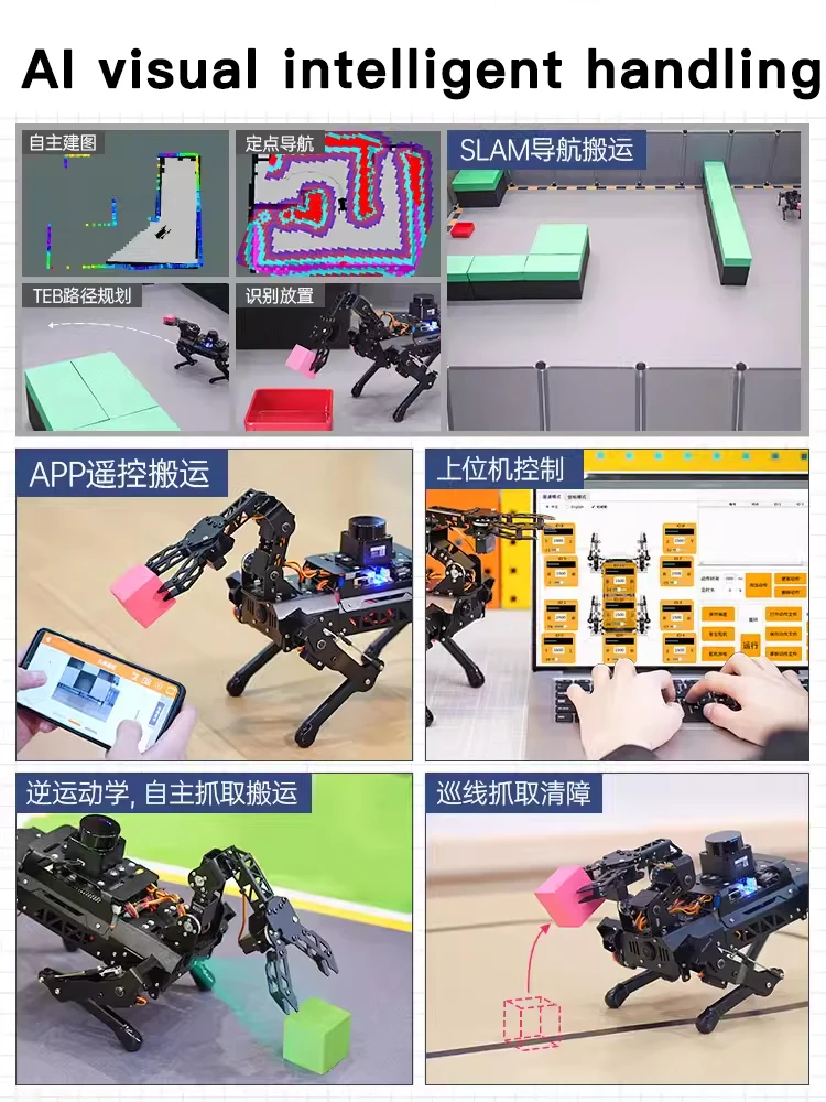 Hiwonder Raspberry Pi Robot Dog PuppyPi Special 3 DOF Robot Arm Upgrade Prop Pack SLAM Navigation Handling ROS Robot