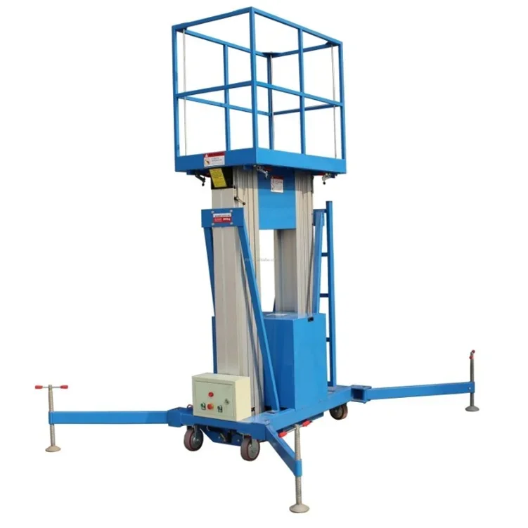 sollevatore portatile telescopico piattaforma di sollevamento idraulica con piattaforma di lavoro aerea con sollevamento verticale a palo dritto
