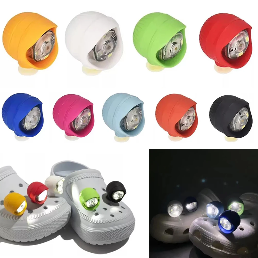 2 luci per scarpe, accessori per ciondoli per scarpe impermeabili per scarpe Crocs, 3 modalità di luce per passeggiate per cani da campeggio, per regalo per bambini adulti