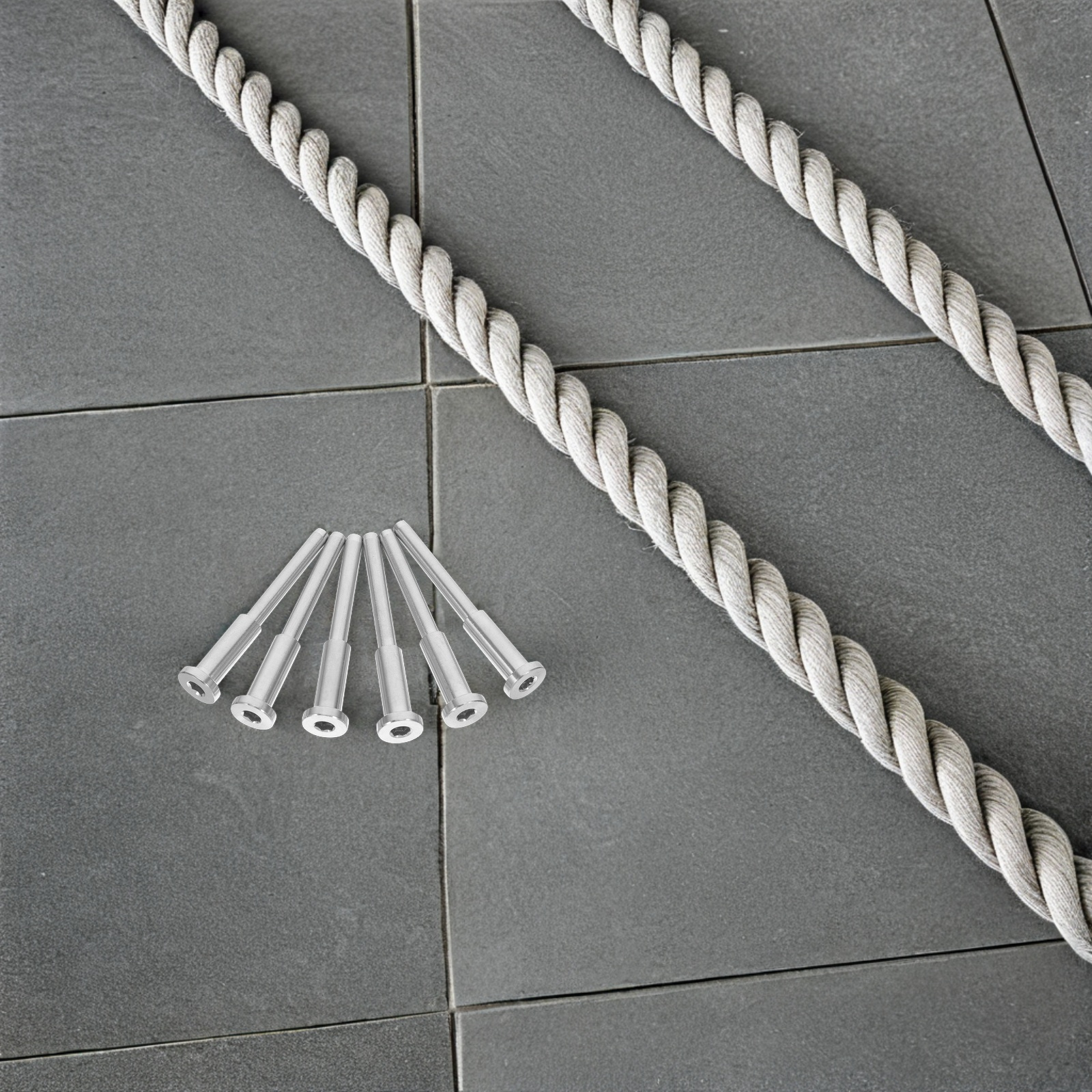 6Pcs Stainless Steel Cable Railing Kit Invisible Receiver Stud End Fittings Balcony Deck Stair Threaded Tensioner Hardware