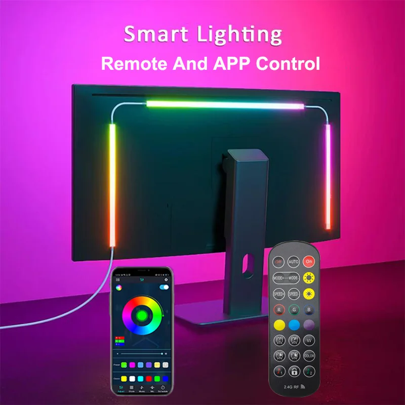 USB PC LED 스트립 조명 24-34인치 컴퓨터 RGBIC 앱 음악 동기화 모니터 화면 LED 백라이트 게임방 분위기 장식