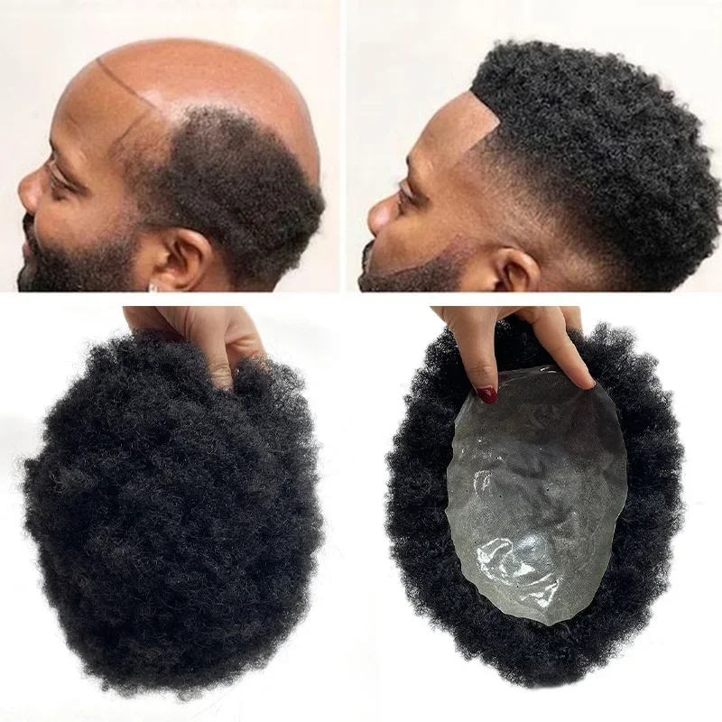 13 フィート x 18 メンズウィッグアフロ変態カーリーヨーロッパ人毛ウィッグ男性用ファインモノラル NPU 毛細管プロテーゼナチュラルカラーヘアシステム