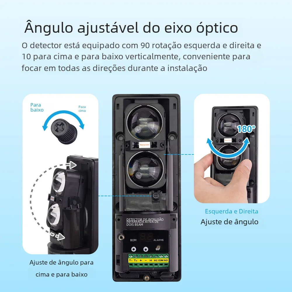 Sensor infravermelho de feixe duplo Meian, detector de barreira com fio de 100M, detector de feixe infravermelho, conversão de 8 frequências, display digital