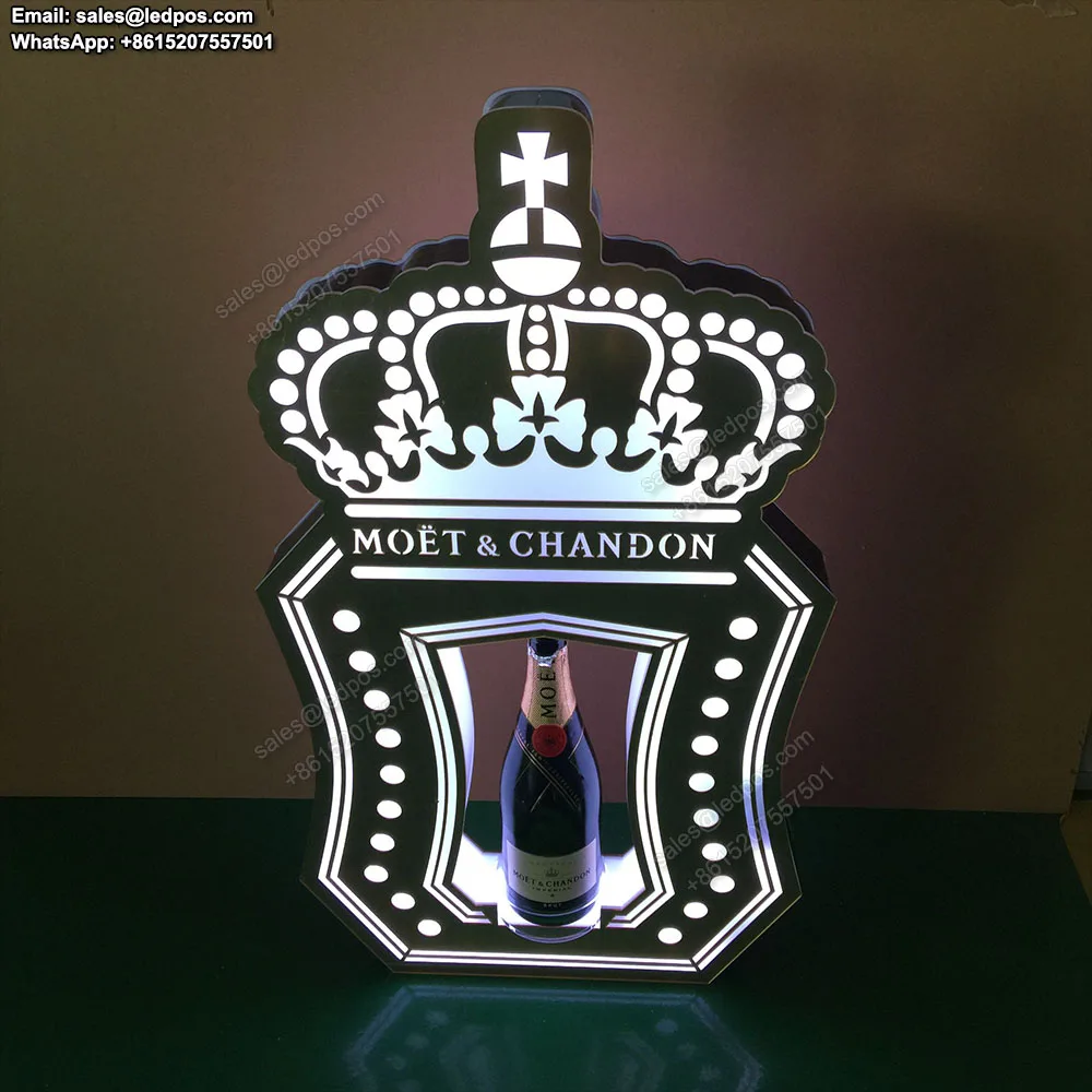 Ouro recarregável LED iluminado Champagne, Moetchandon Apresentador Garrafa, Glorificado Display Rack, Garrafa de Vinho Titular, Serviço VIP