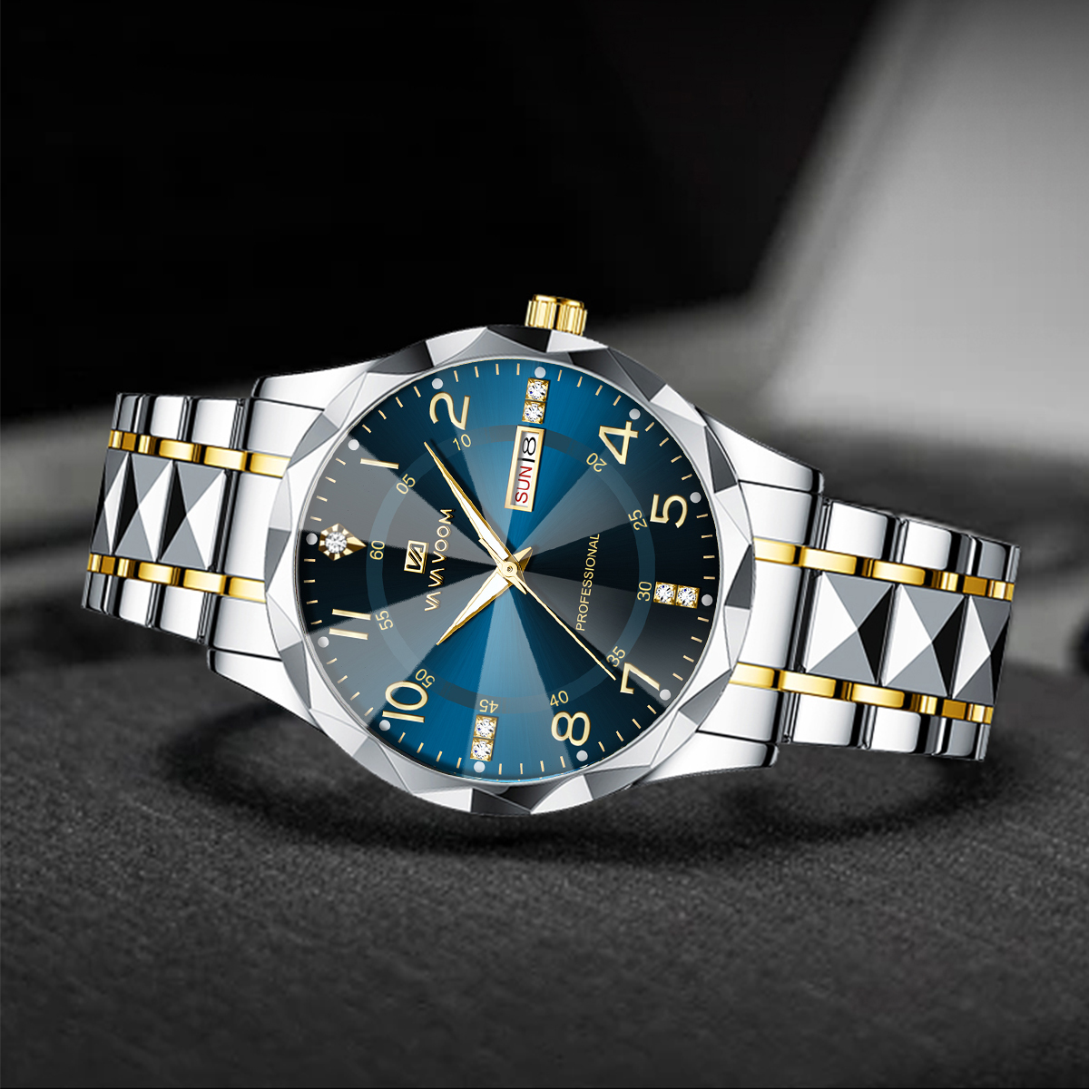 2024 nuevo reloj para hombre de lujo con diamantes de imitación de acero inoxidable remache tira de acero reloj de negocios informal 41mm reloj de pulsera clásico de cuarzo para hombre