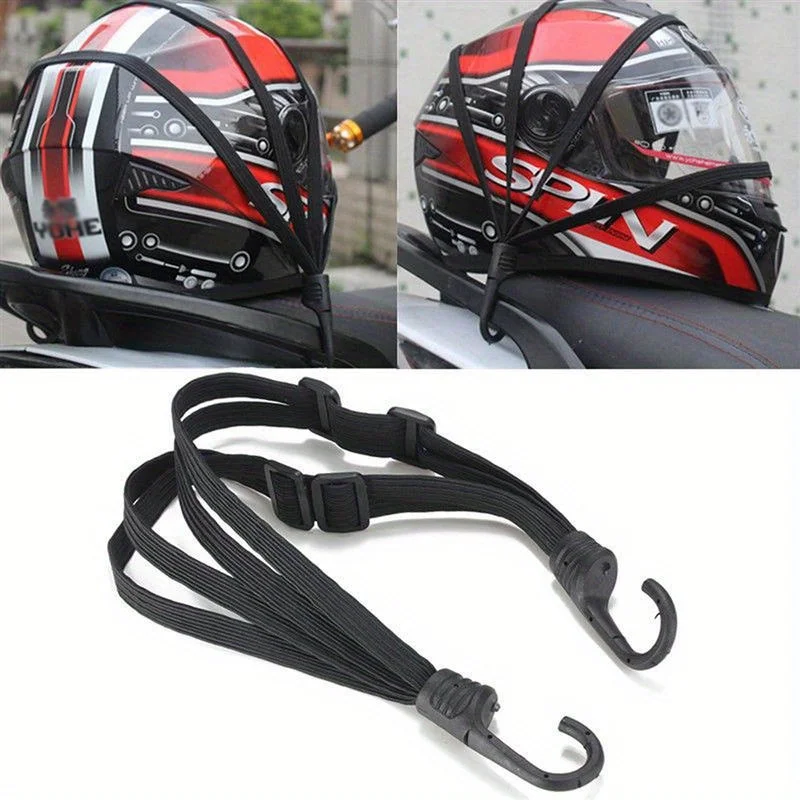 Alça universal para bagagem de motocicleta, 60cm, engrenagens para capacete de moto, fivela elástica fixa, rede protetora retrátil de alta resistência