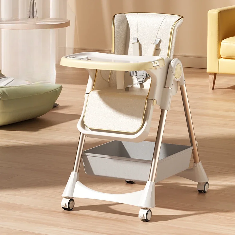 Multi Functional Baby Highchair เก้าอี้ให้อาหาร,ปรับที่นั่งเด็กเก้าอี้ล้อ, เก้าอี้สูงพับสําหรับให้อาหารเก้าอี้เด็ก