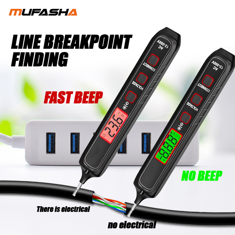 MUFASHA Detector de voltaje sin contacto Bolígrafo eléctrico Probador de voltaje CA Buscador de punto de interrupción inteligente 12-300V