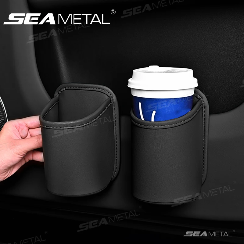 Seametal universal porta do carro suporte de copo caixa volta clipe design bebida rack armazenamento bin assento do carro volta caixa copo água organizador bolso