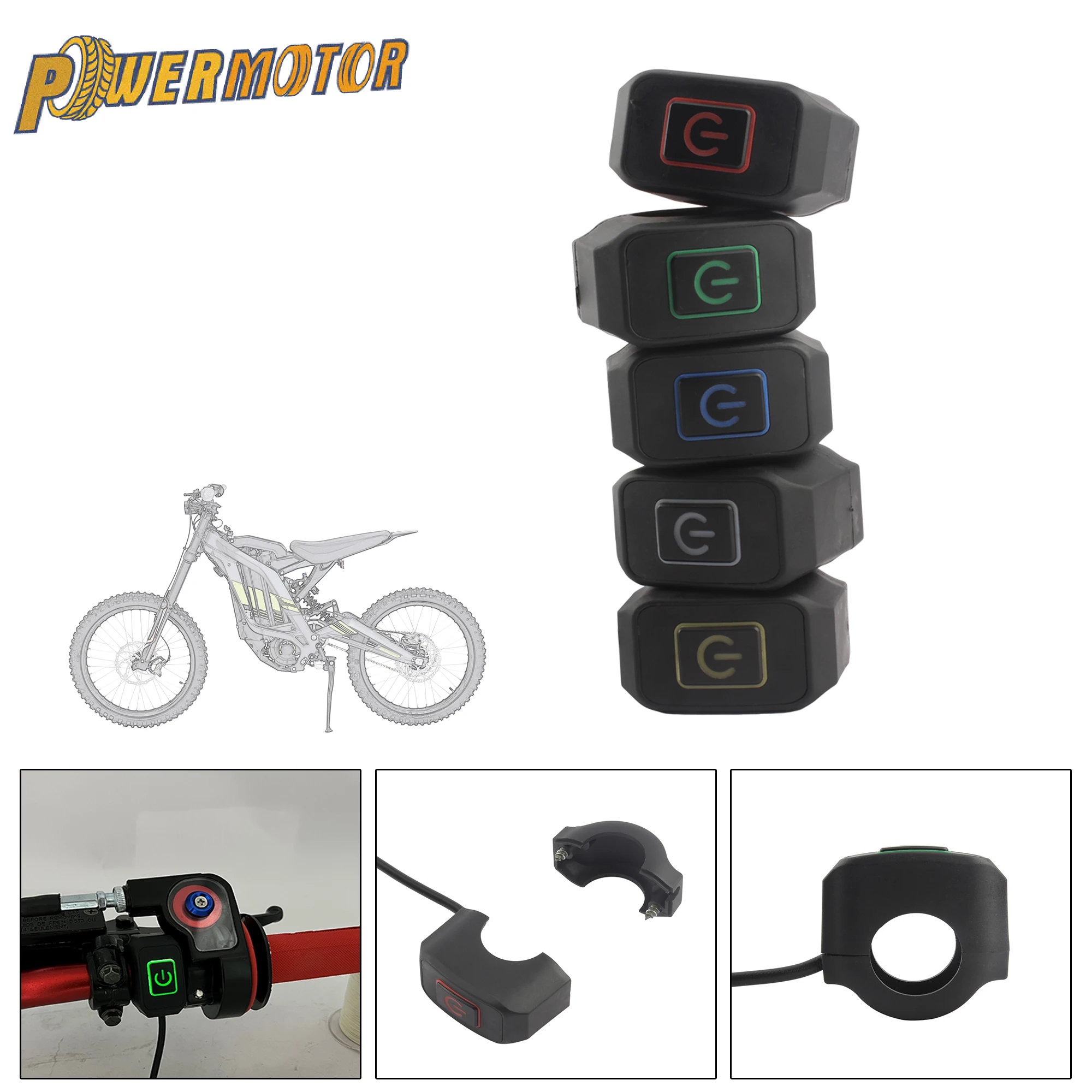 12V Universal Motorrad Lenker Elektrischer wasserdichter Schalter mit LED-Licht für Husqvarna Kawasaki Yamaha Honda KTM EXC XC SX